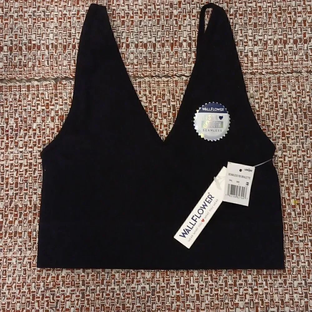 WALLFLOWER InstaSmooth V-Neck Seamless Bralette Small Black New With Tags